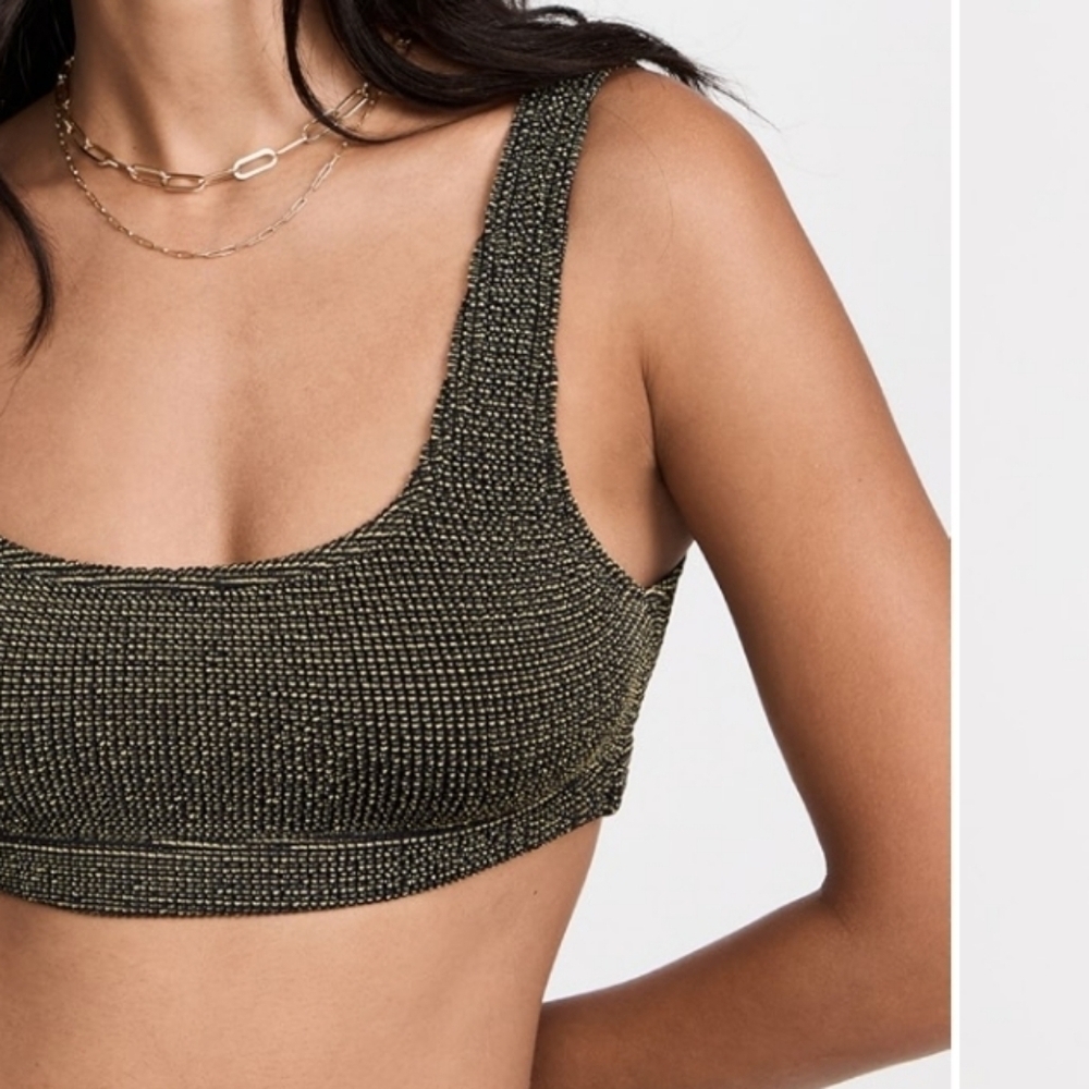 NWT Good American Women AF Sculpt Hot Shoulder Top swim bikini sz 5/6 2XL/3XL